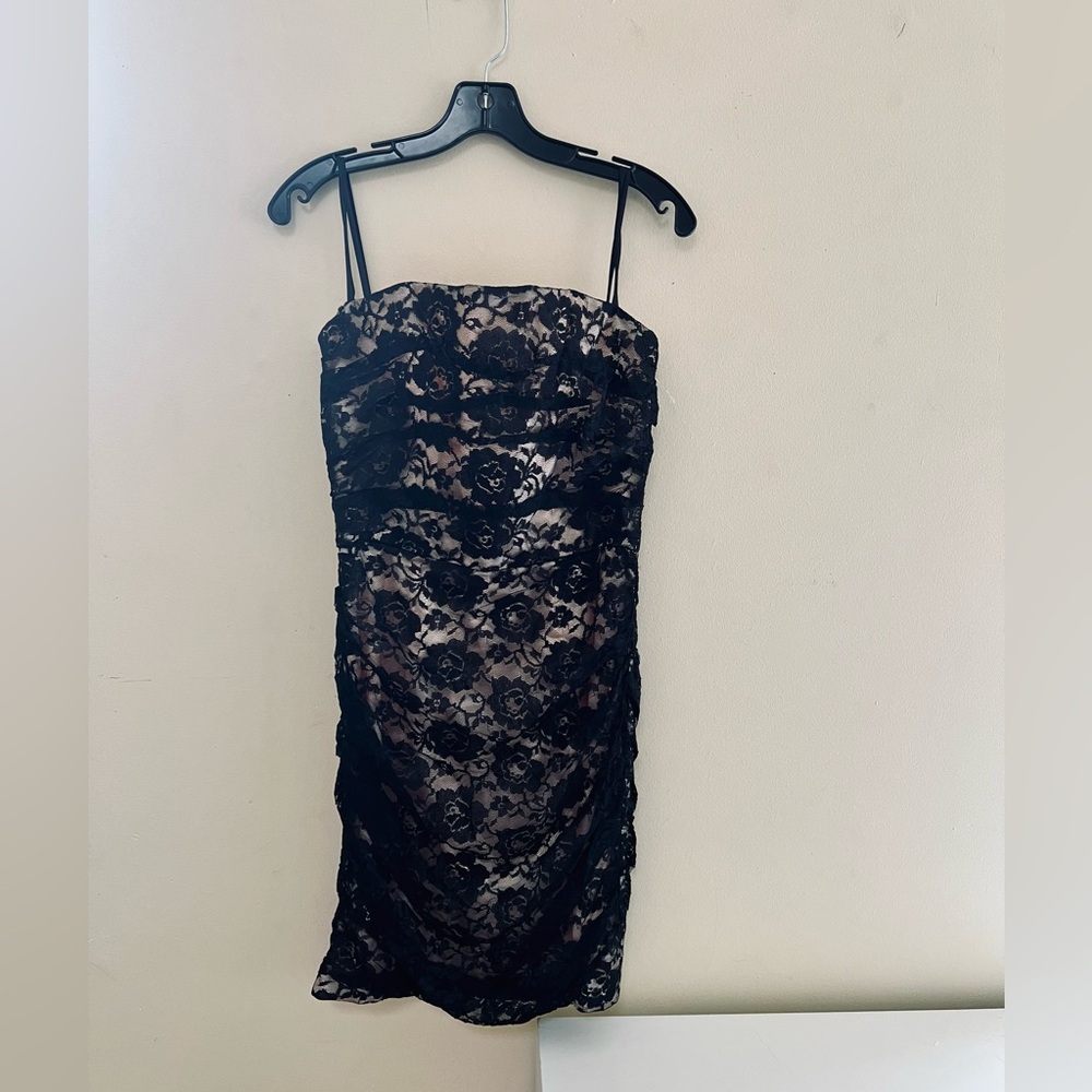 Black Lace Strapless Dress